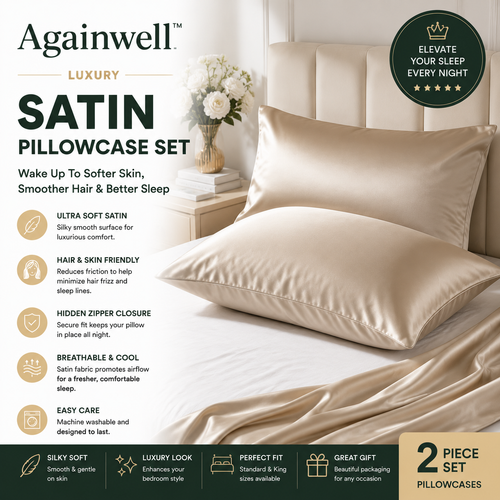 Againwell™ Luxury Satin Pillowcase Set