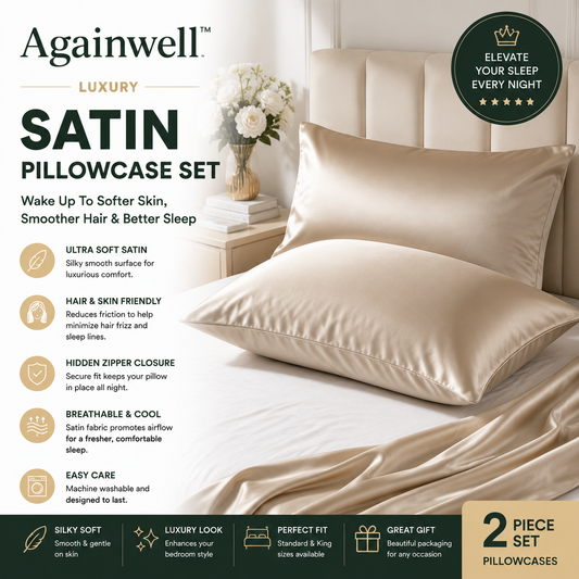 Againwell™ Luxury Satin Pillowcase Set