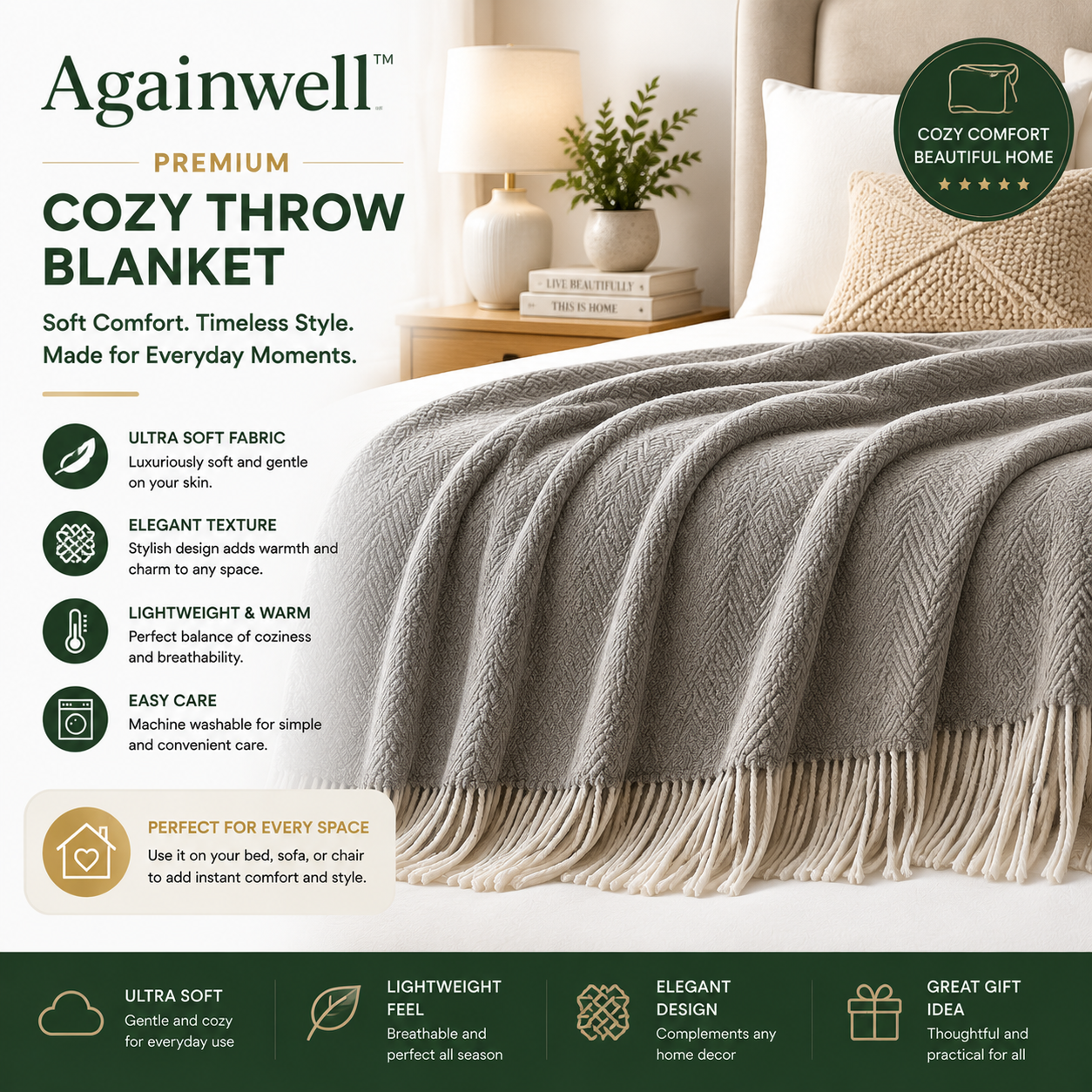 Againwell™ Premium Cozy Throw Blanket